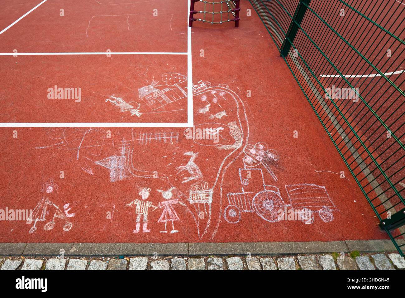 disegno del bambino, pittura di strada Foto Stock