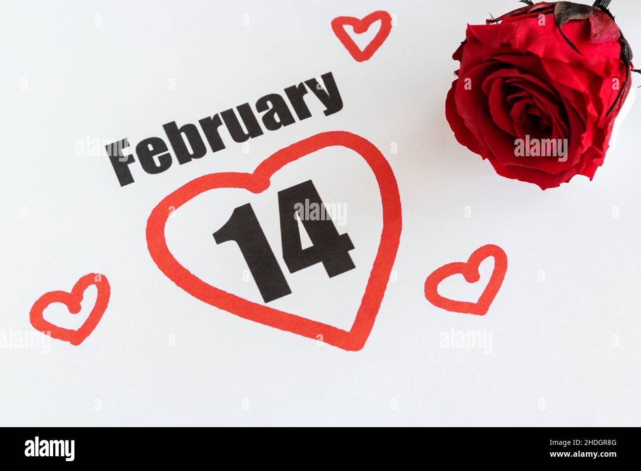 San Valentino sfondo Febbraio 14 data in inglese Foto Stock