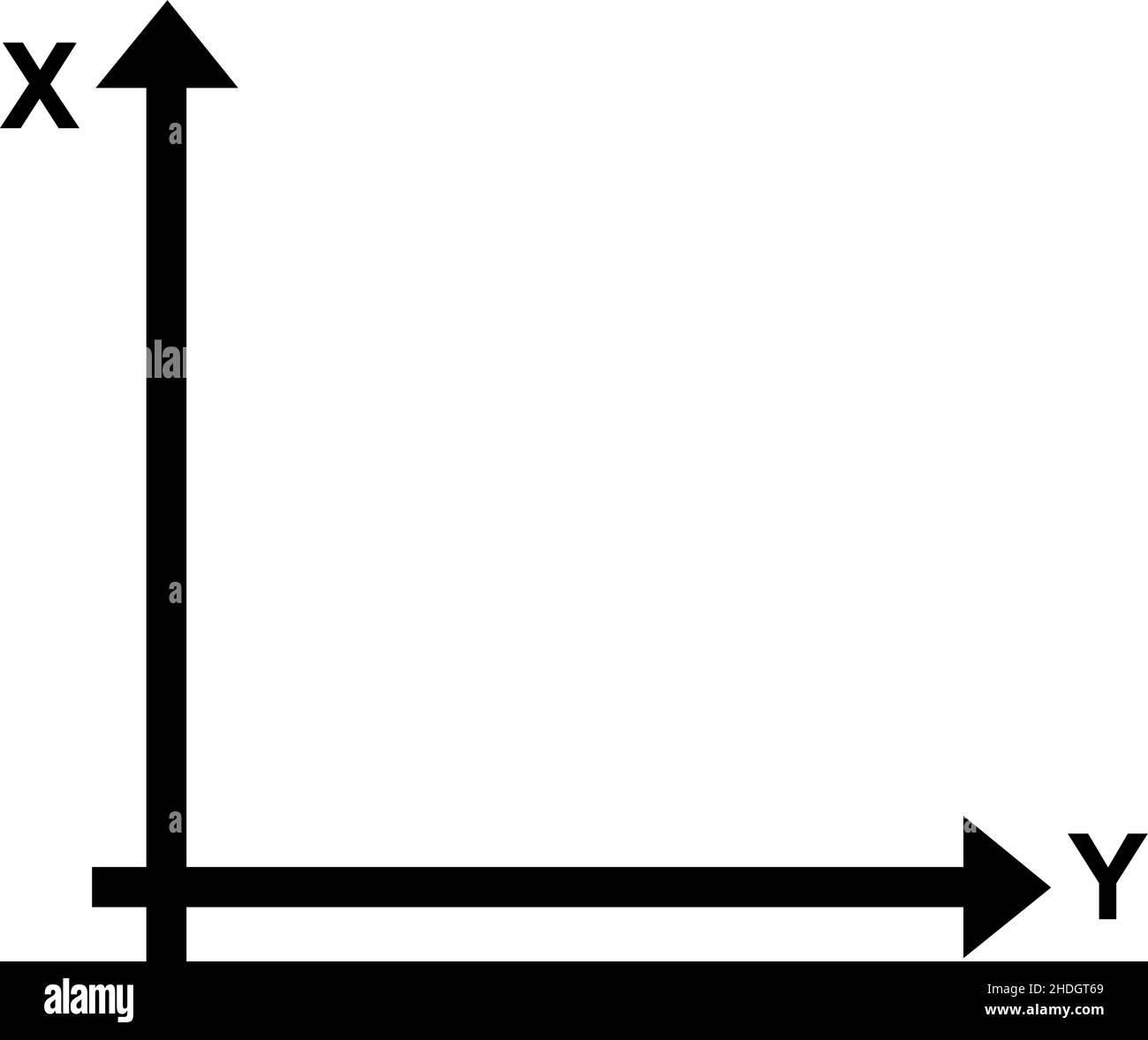 Illustrazione vettoriale degli assi cartesiani x e y, in 2D (due dimensioni) Illustrazione Vettoriale