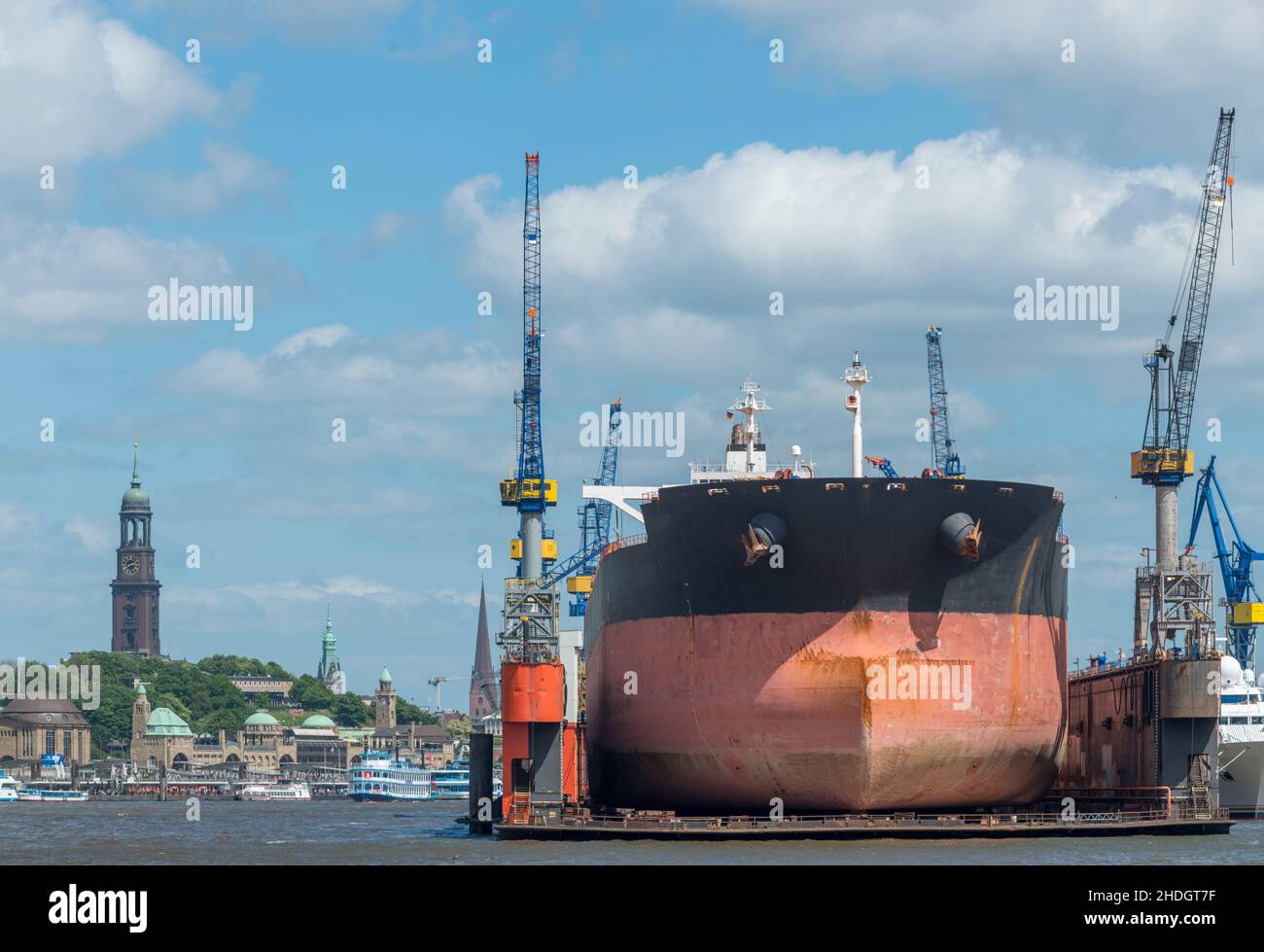 cantieri navali, navi portacontainer, banchine galleggianti, cantieri navali, navi portacontainer, banchine galleggianti Foto Stock