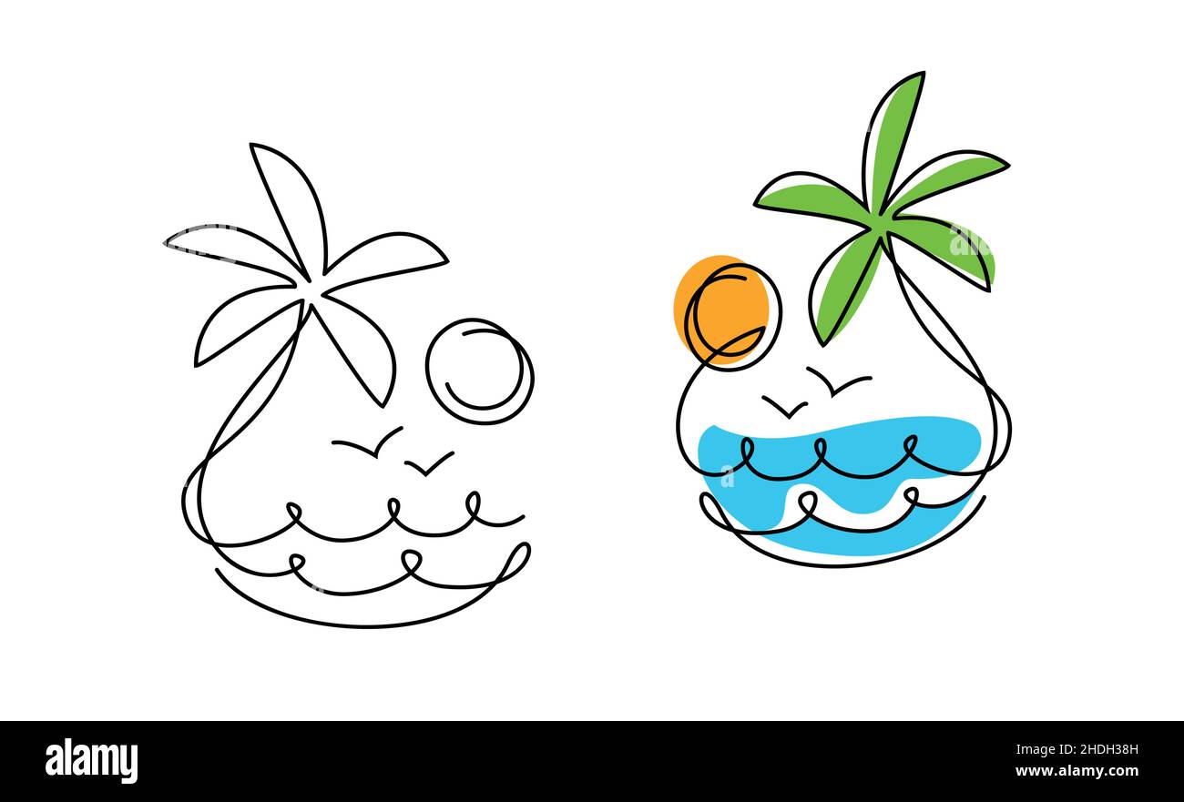 Logo Summer Beach. Illustrazione vettoriale dell'icona della località balneare Illustrazione Vettoriale