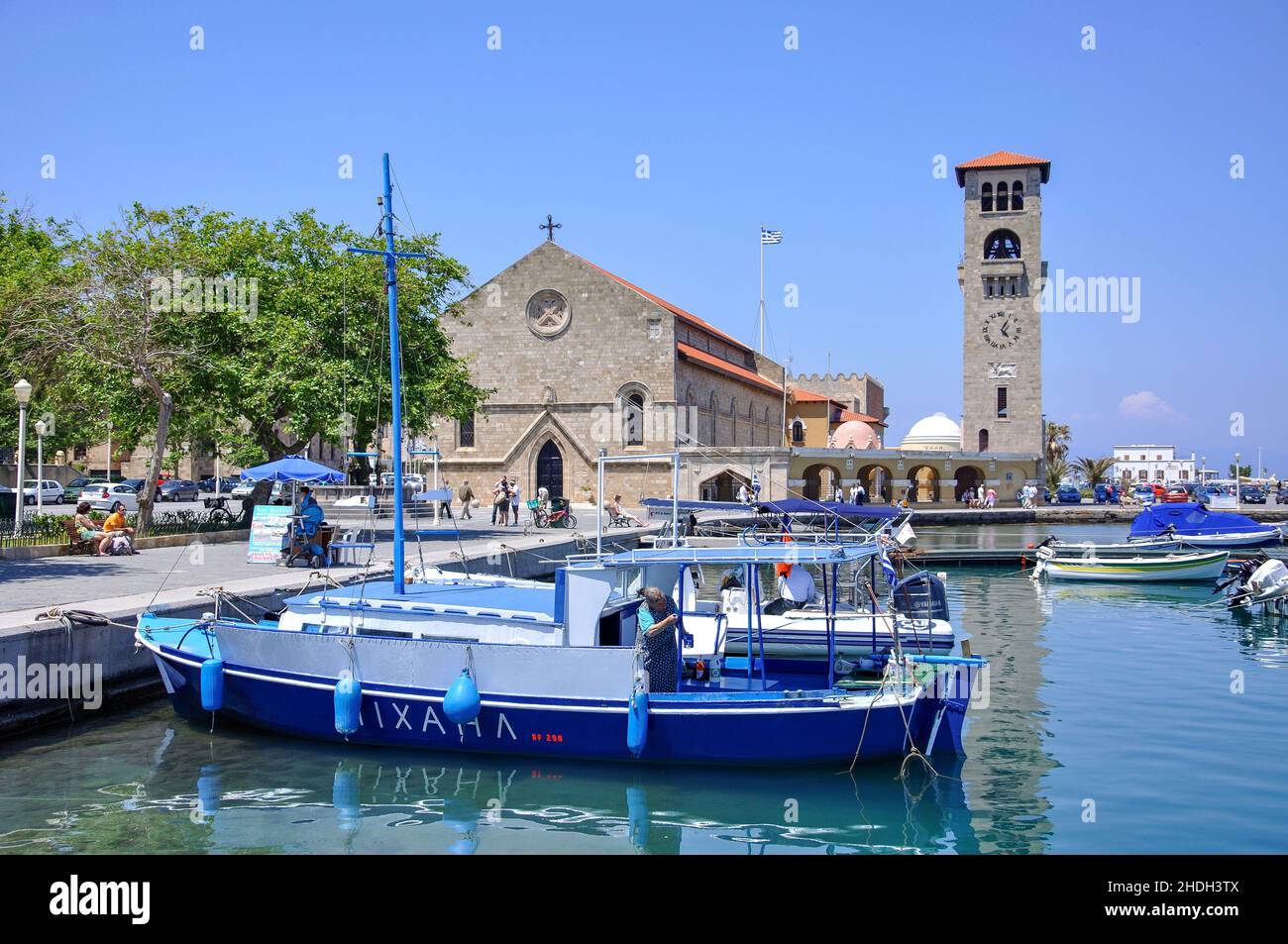 Mandraki Harbour, Città di Rodi, rodi, Dodecanneso, Grecia Foto Stock