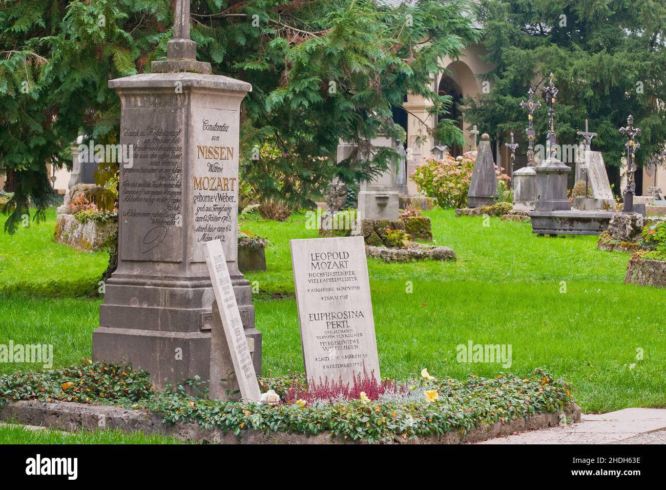mozart, tomba di famiglia, cimitero di San Sebastiano, mozart, tombe di famiglia Foto Stock