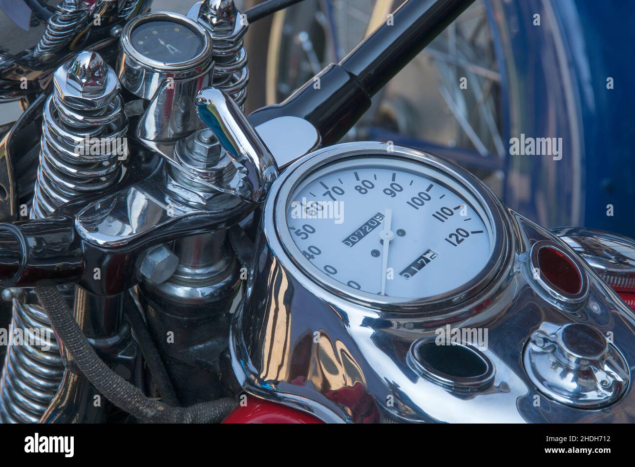 moto, oldtimer, cromo, contagiri, moto, moto, motocicli, oldtimer, cromi, tachimetri Foto Stock