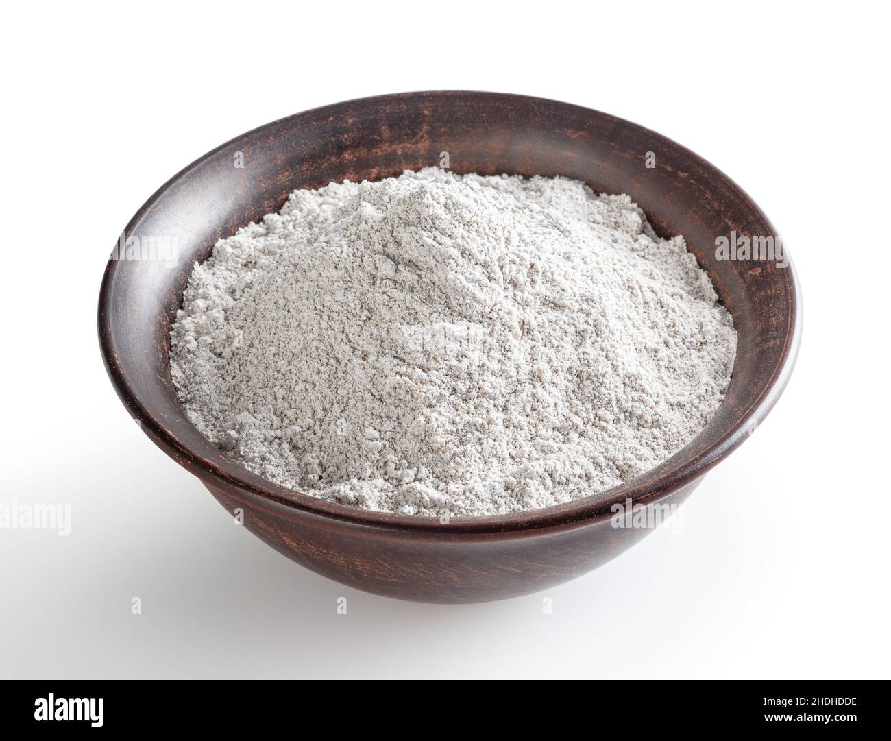 Segale farina in ceramica isolato su fondo bianco con tracciato di ritaglio Foto Stock