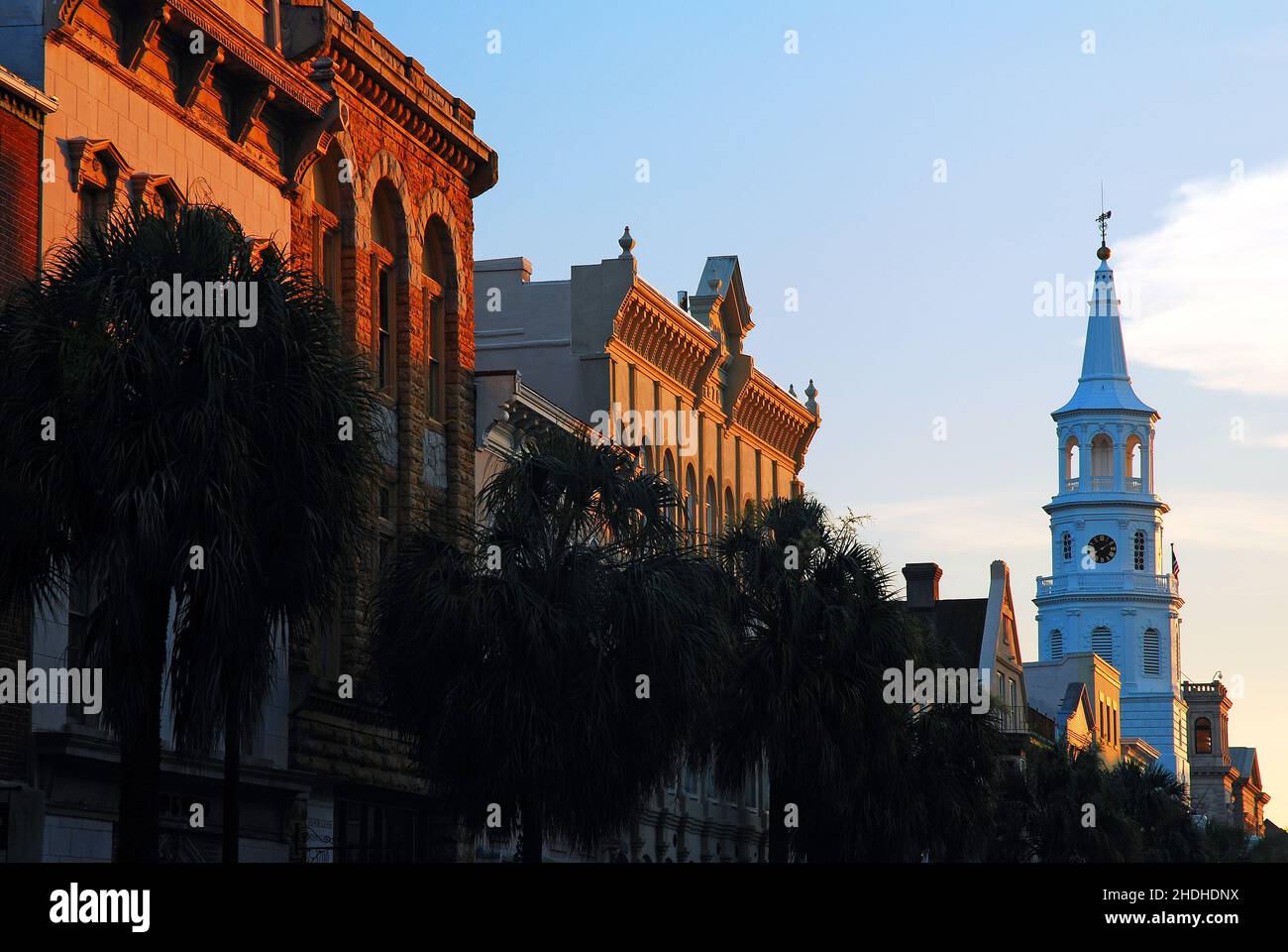 Gli ultimi raggi di luce toccano Charleston Foto Stock