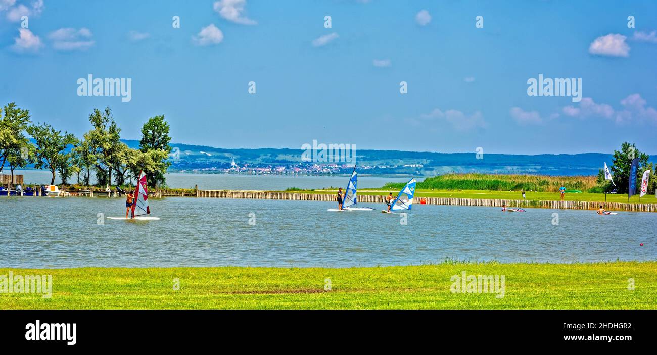 scuola di surf, lago neusiedl, scuole di surf, lago neusiedls Foto Stock