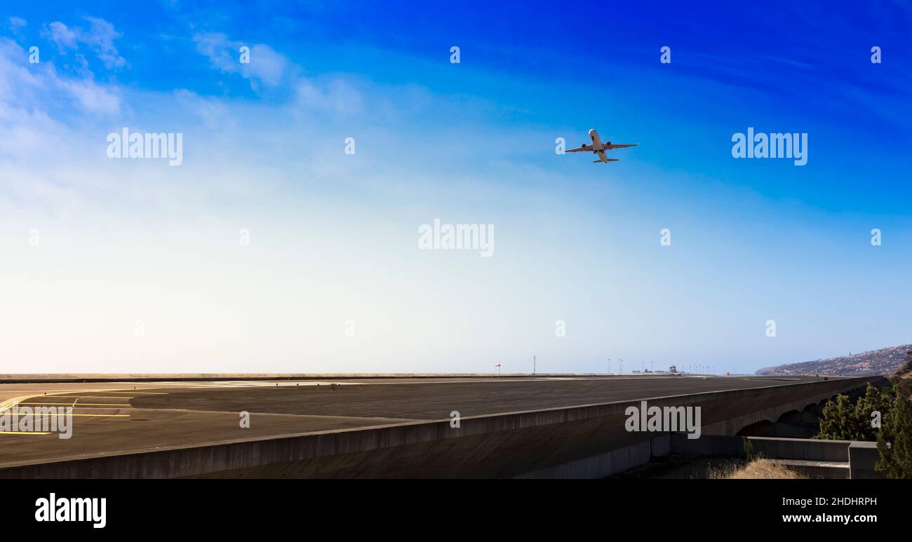 aeroporto, atterraggio, santa cruz, campi aerei, pista, santa cruzs Foto Stock