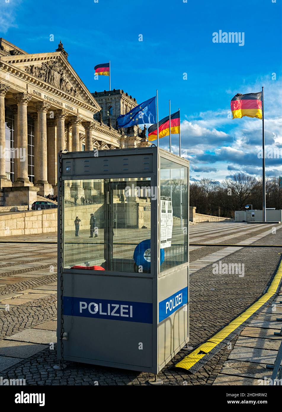 polizia, il reichstag, protezione fisica, casa sorvegliata, politiche, i reichstags, protezioni fisiche Foto Stock