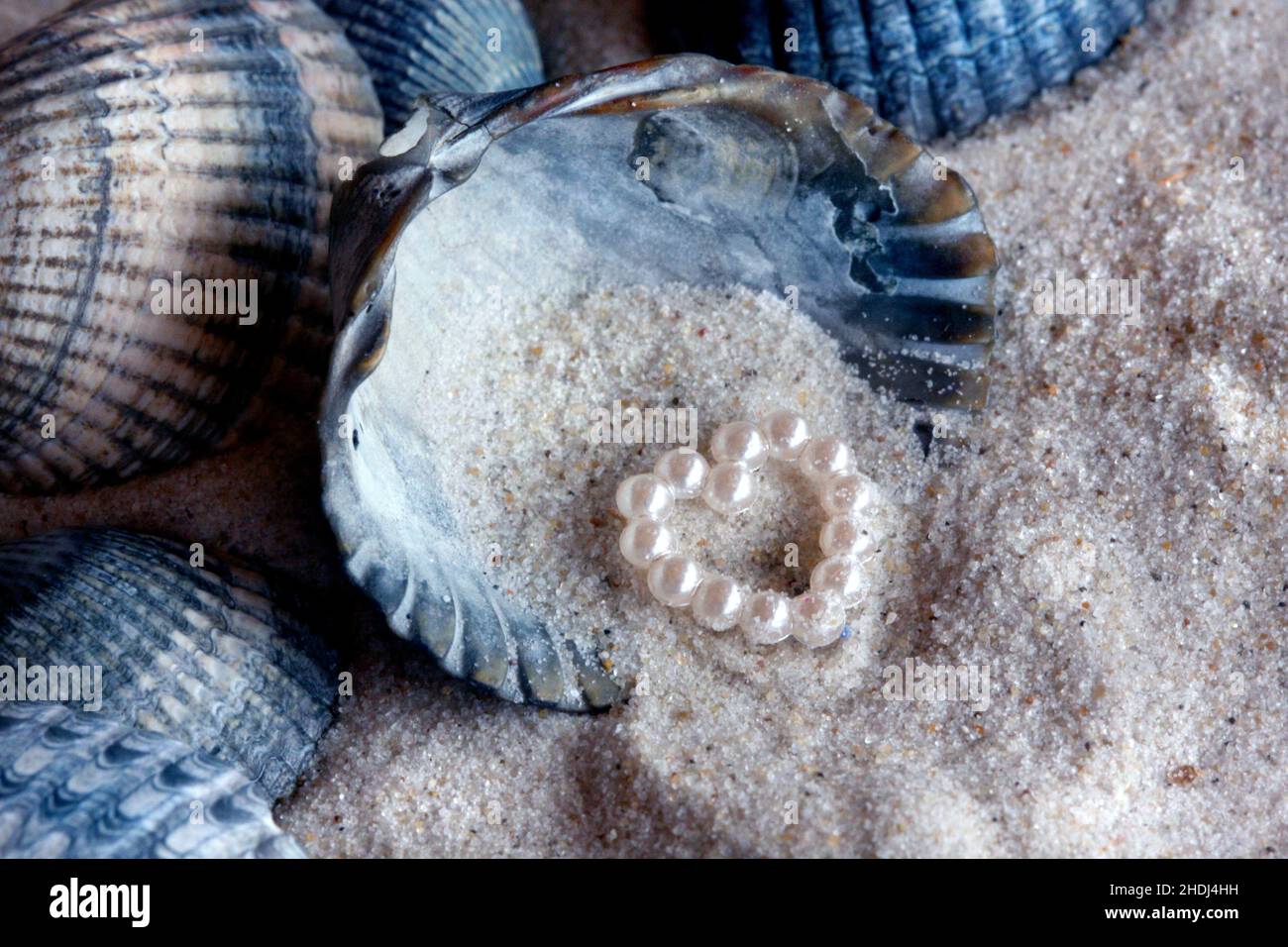 cuore, perle, increspatura, cuori, perla, cocci Foto Stock