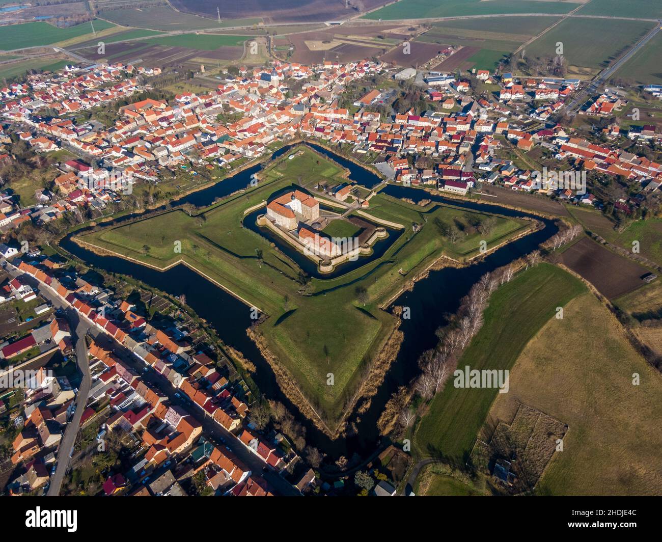 Veduta aerea della fortezza di Heldrungen in Germania Foto Stock