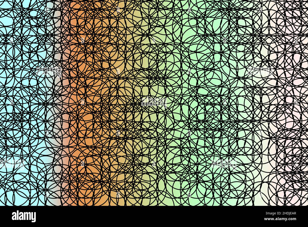 La maglia nera art da arrotondata per il design. Filettature nere su sfondo colorato. Renderer 3D del modello astratto creativo. Sfondo banner ART. Foto Stock