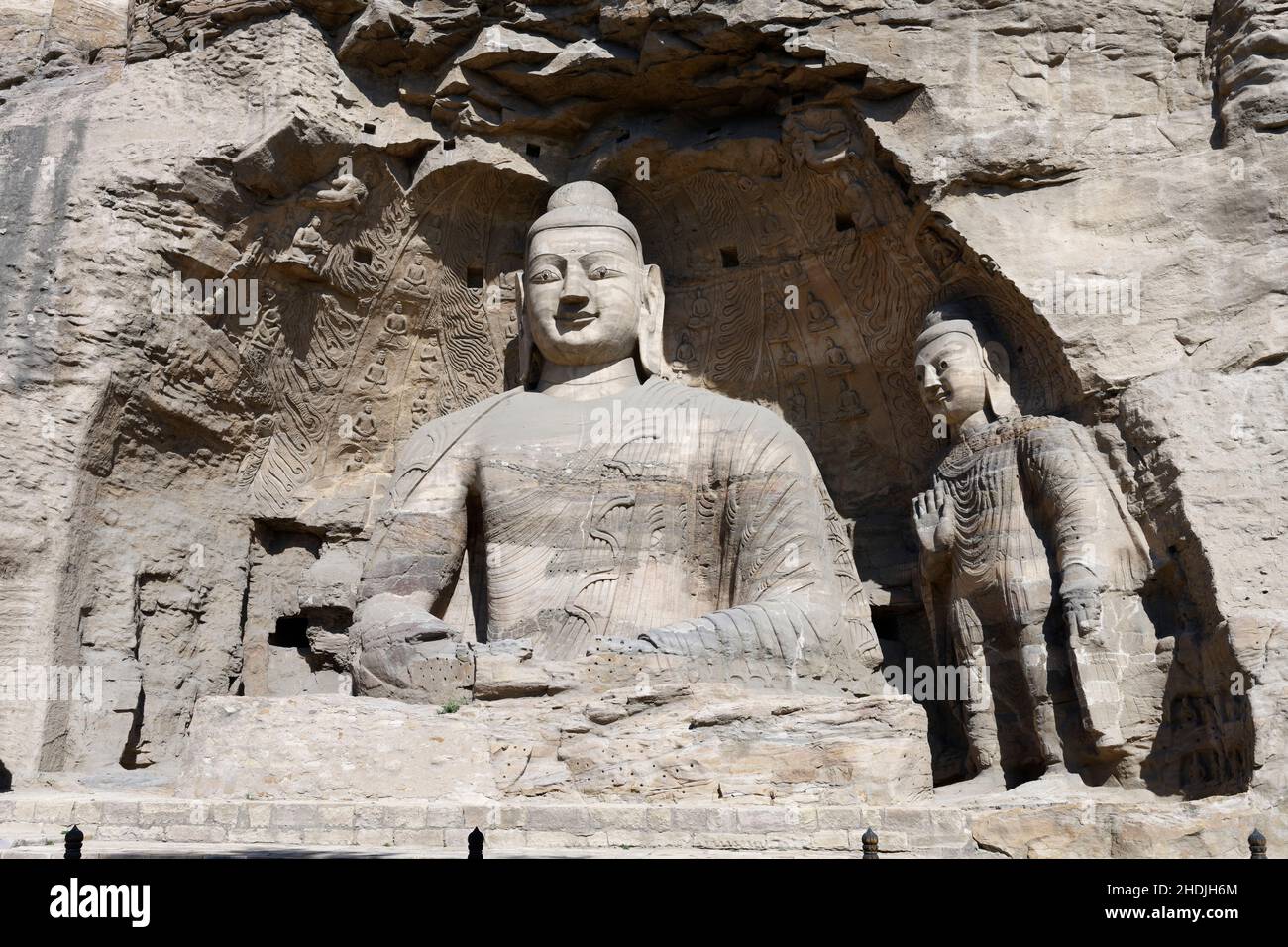 statua di buddha, grotte di yungang, statue di buddha Foto Stock