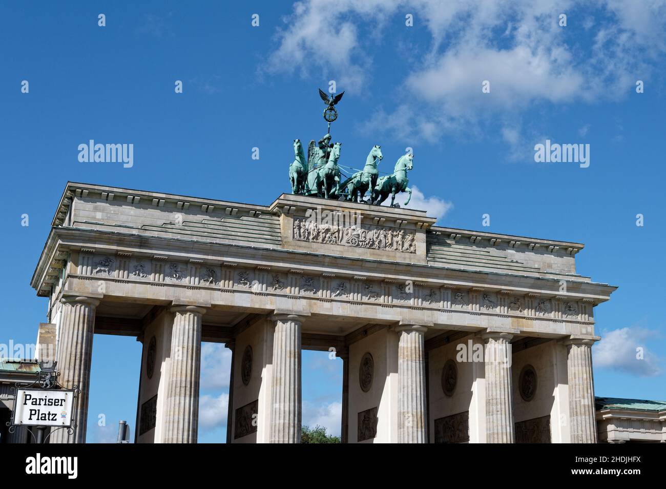 berlino, porta di brandeburgo, statua di quadriga, porte di brandeburgo, statue di quadriga Foto Stock