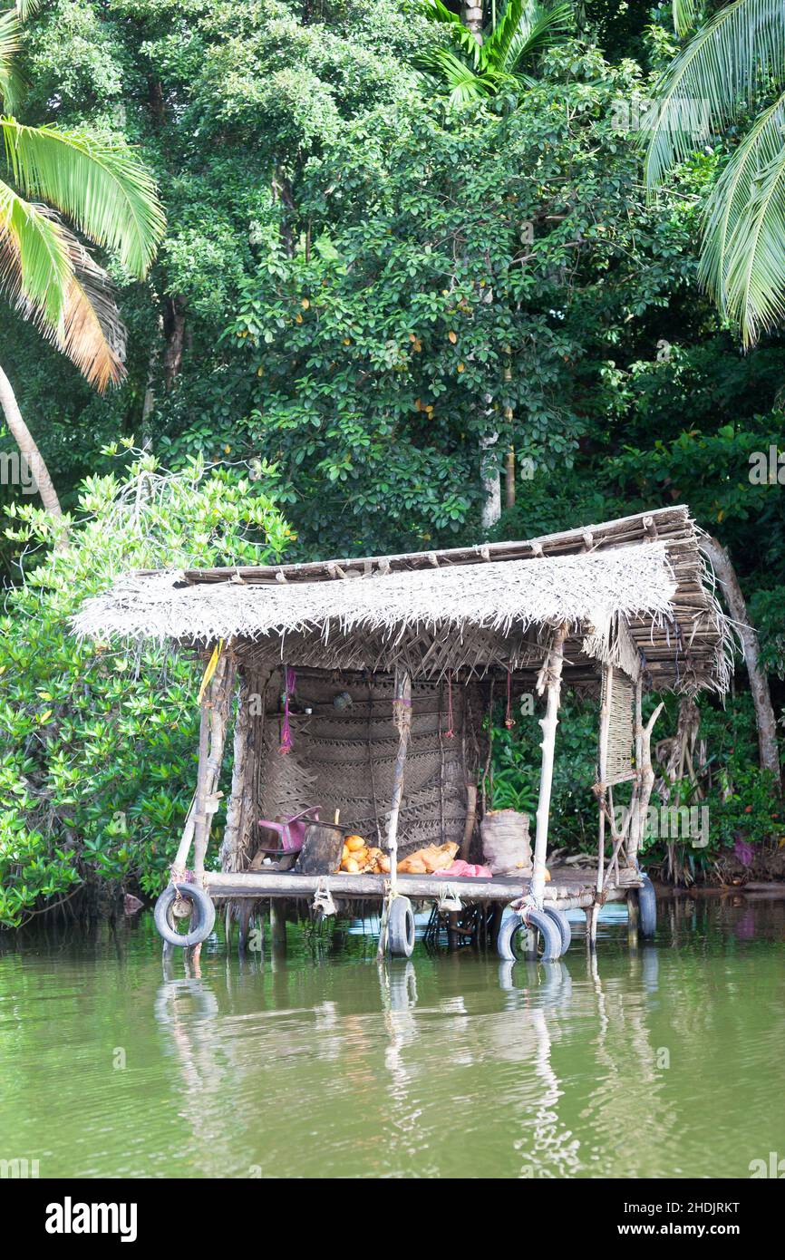 capanna, sri lanka, rifugio da pesca, balapitiya, madu ganga, cabine, sri lanka, capanne da pesca Foto Stock