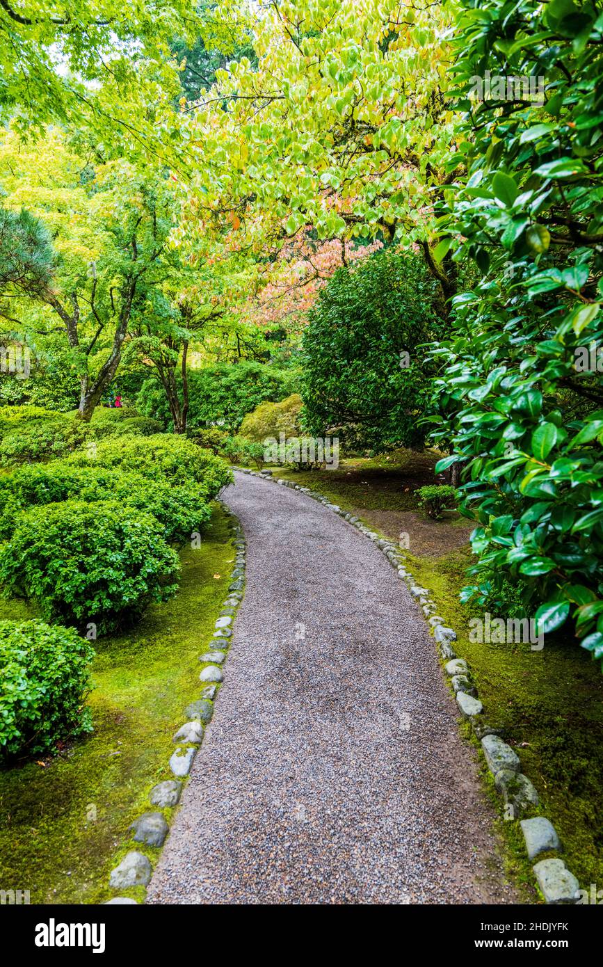 Percorso in pietra; Portland Japanese Gardens; Portland; Oregon; USA Foto Stock