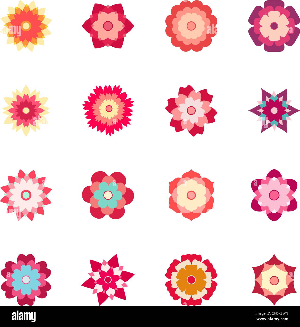 Set di fiori colorati, illustrazione vettoriale Illustrazione Vettoriale