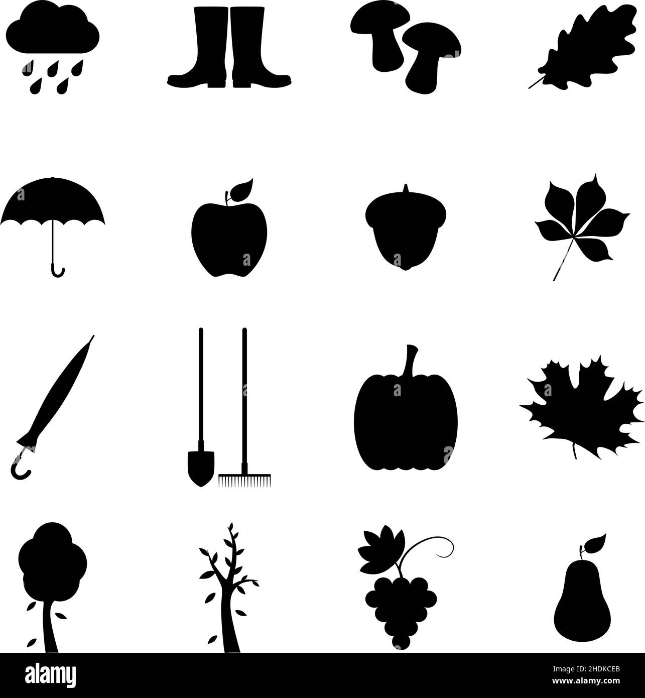 Set di icone autunnali, illustrazione vettoriale Illustrazione Vettoriale