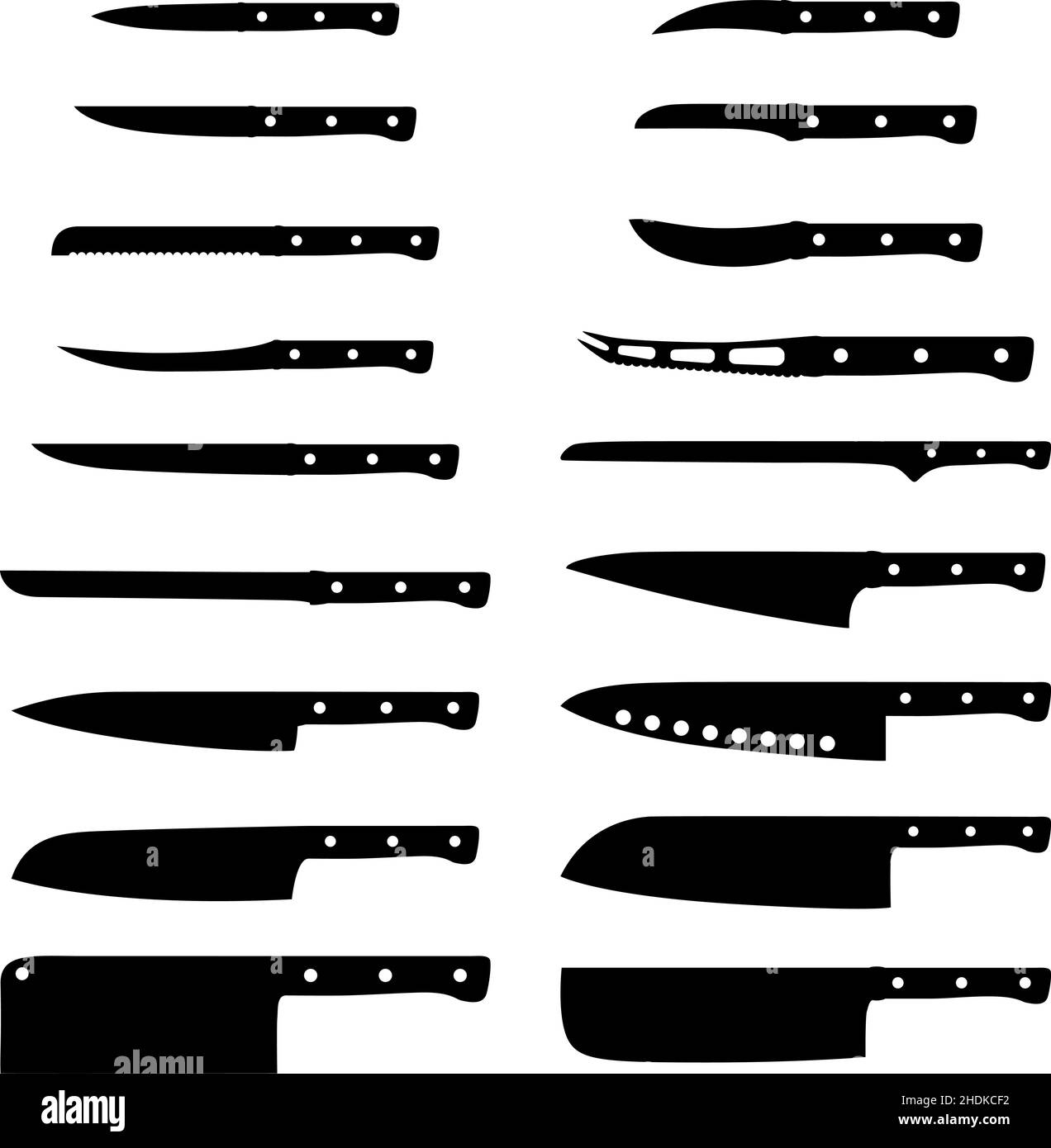 Set di coltelli da cucina, illustrazione vettoriale Illustrazione Vettoriale