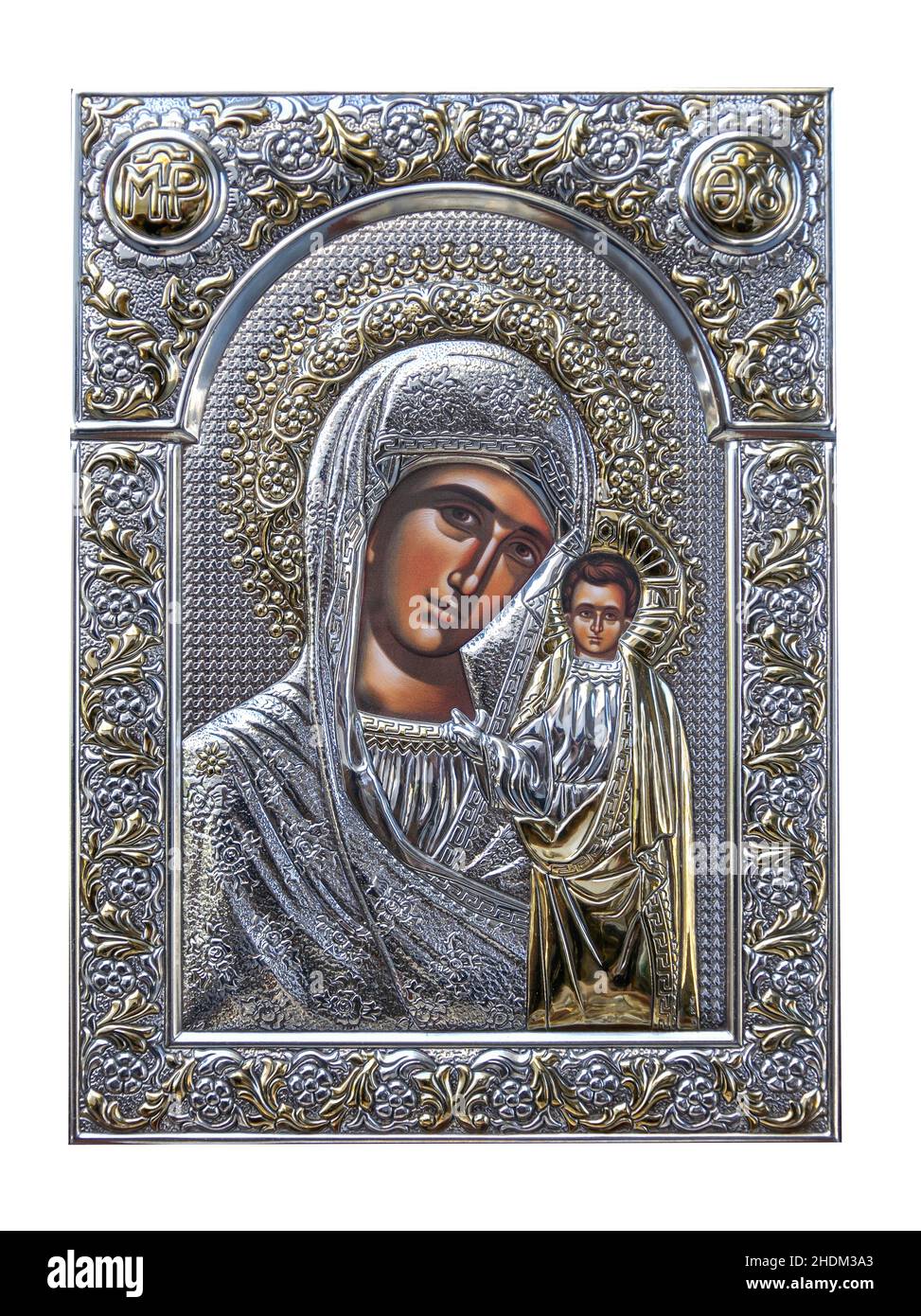 Placcato argento icona cristiana, la Città Vecchia, la città di Rodi, rodi, Dodecanneso, Grecia Foto Stock