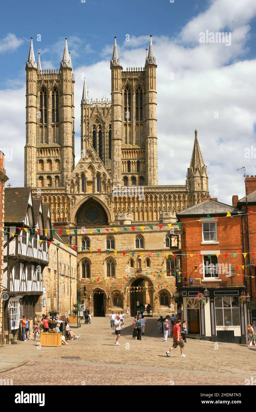 città vecchia, cattedrale, lincoln, città antiche, cattedrali, lincolns Foto Stock