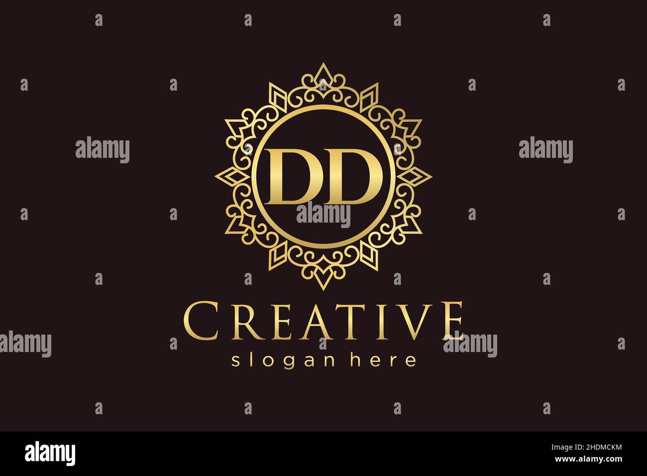 DD Initial Letter Luxury calligraphic femminile floreale disegno a mano araldico monogramma antico vintage stile lusso logo design Premium Illustrazione Vettoriale