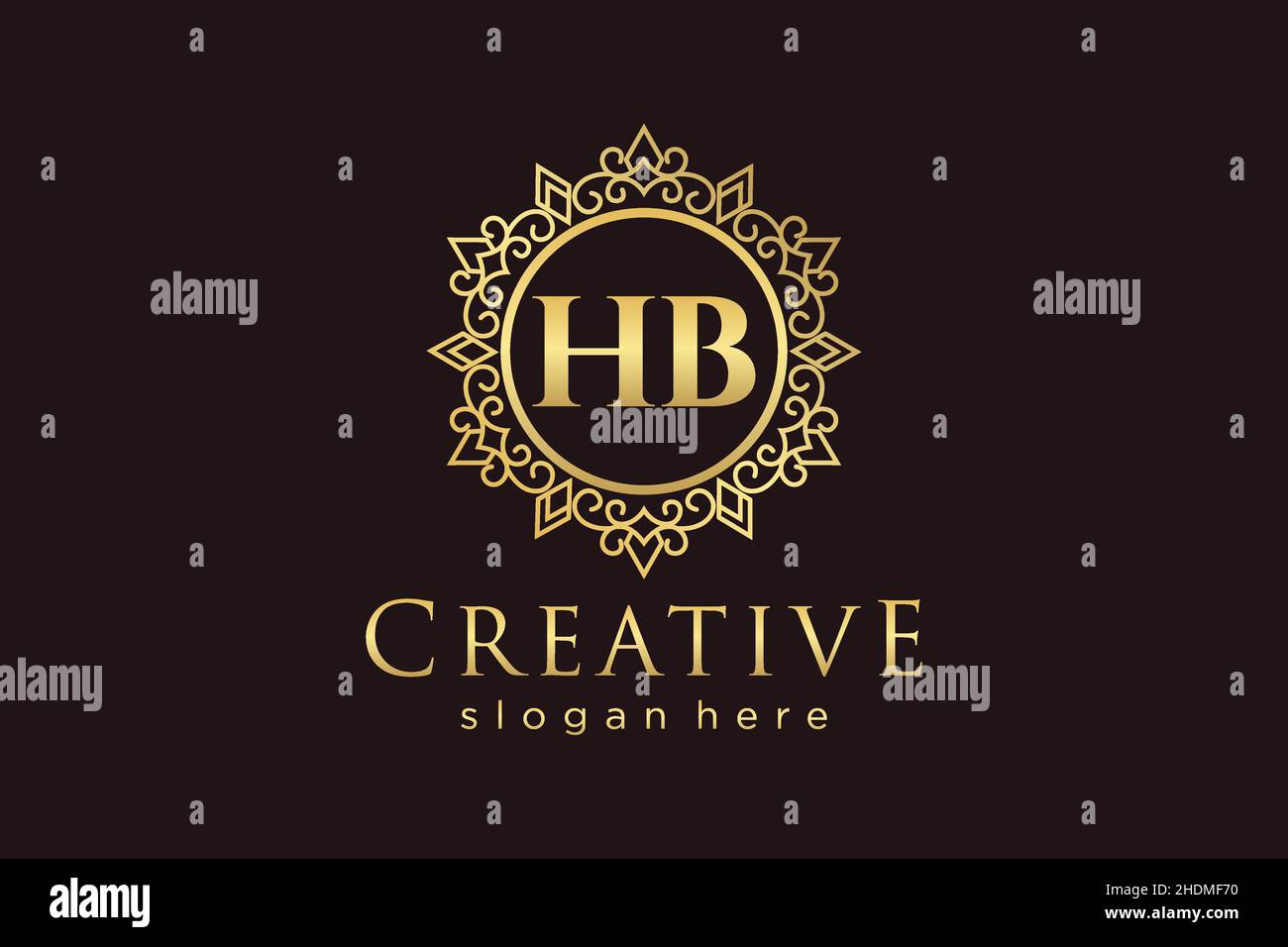 HB Initial Letter Luxury calligraphic femminile floreale a mano disegnato araldico monogramma antico vintage stile lusso logo design Premium Illustrazione Vettoriale
