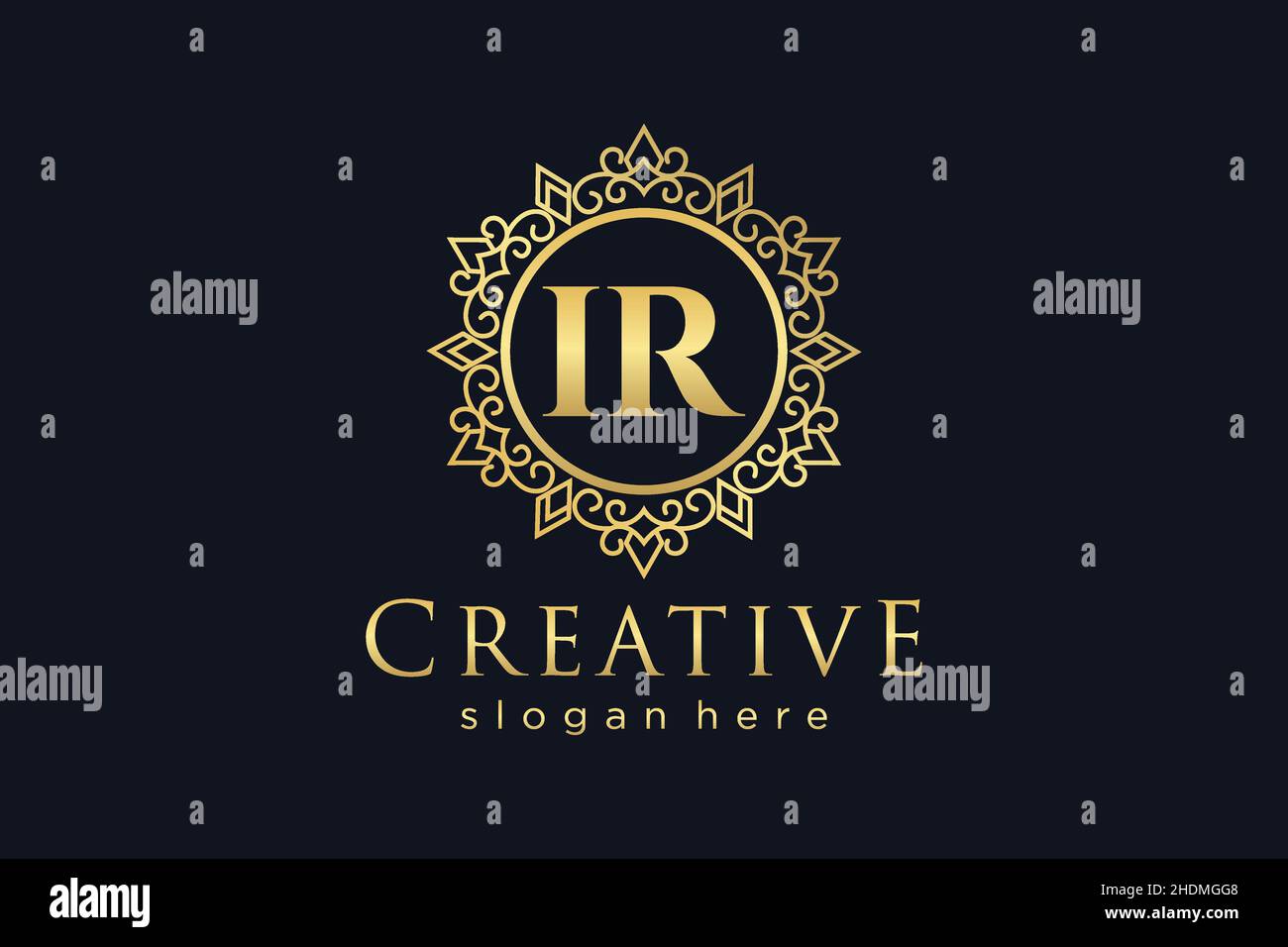 IR Initial Letter Luxury calligraphic femminile floreale a mano disegnato araldico monogramma antico vintage stile lusso logo design Premium Illustrazione Vettoriale