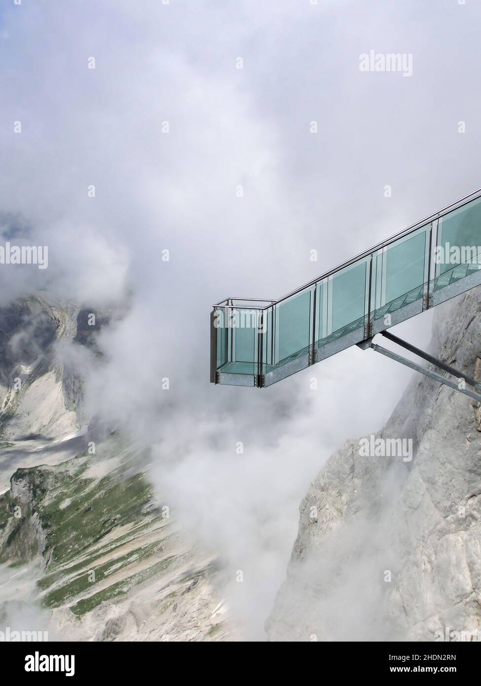 piattaforma di visione, dachsteinmassiccio, scalinata al nulla, piattaforme di visione, dachsteinmassiccio Foto Stock
