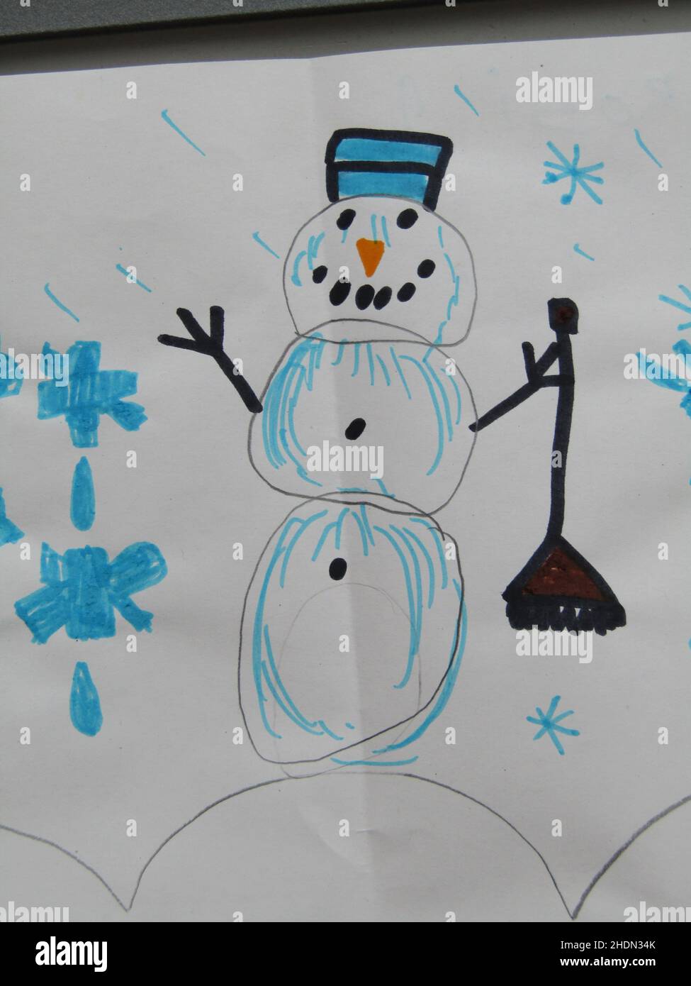 snowman, disegno del bambino, pupazzi di neve Foto Stock