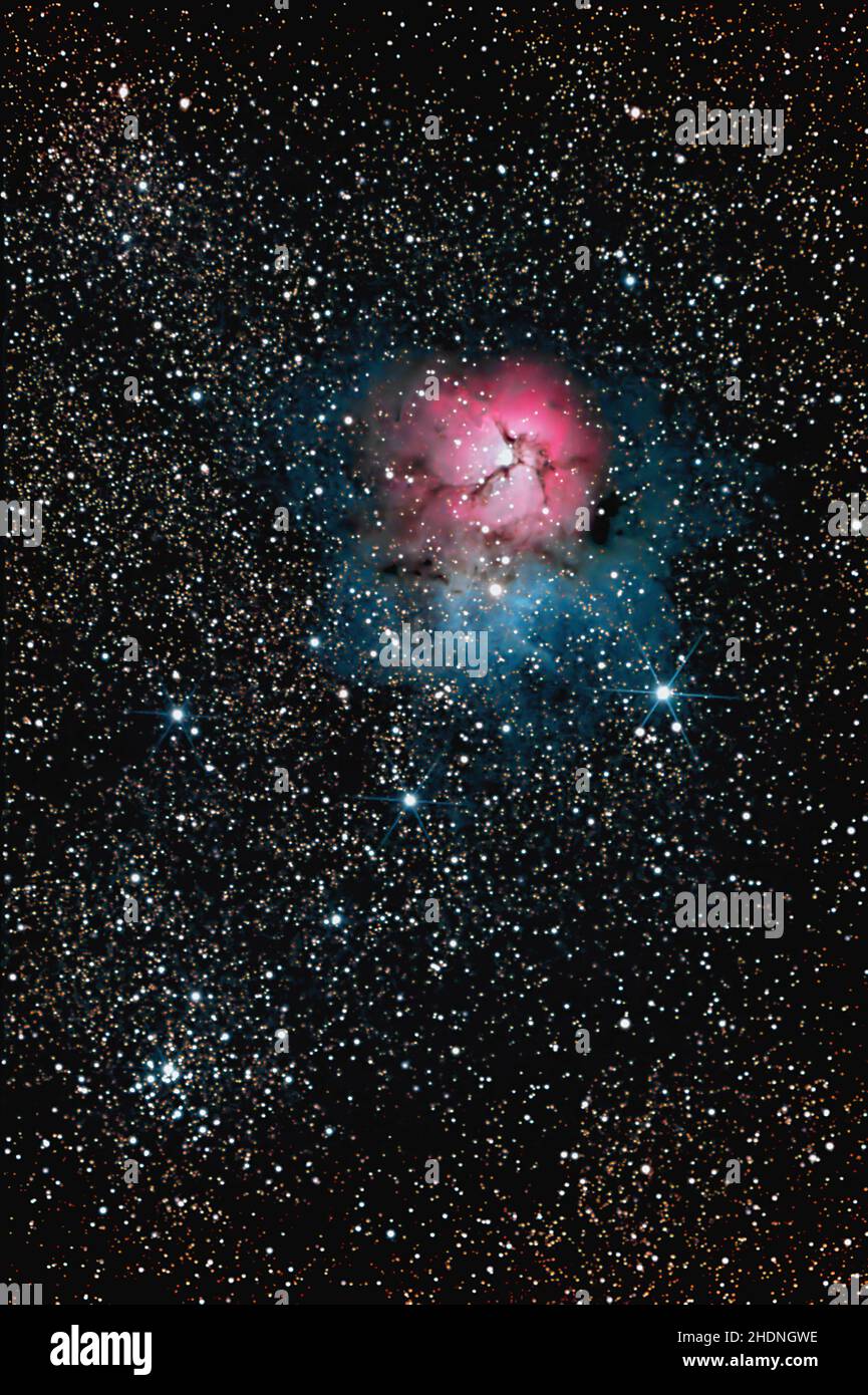 Astronomia, grappoli stellari, Nebola Trifid, astronomia Foto Stock