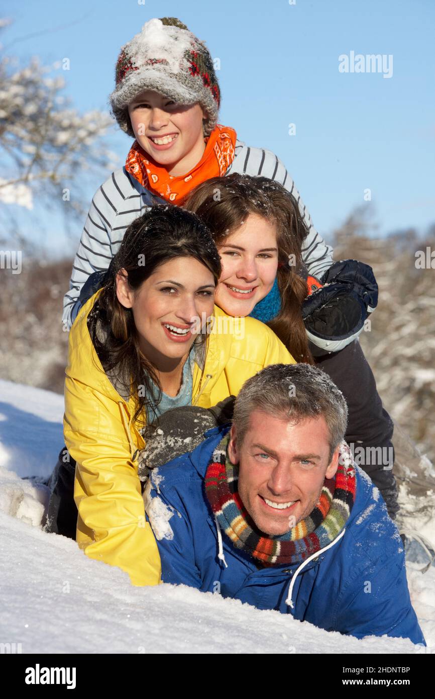 famiglia, vacanze invernali, famiglie Foto Stock