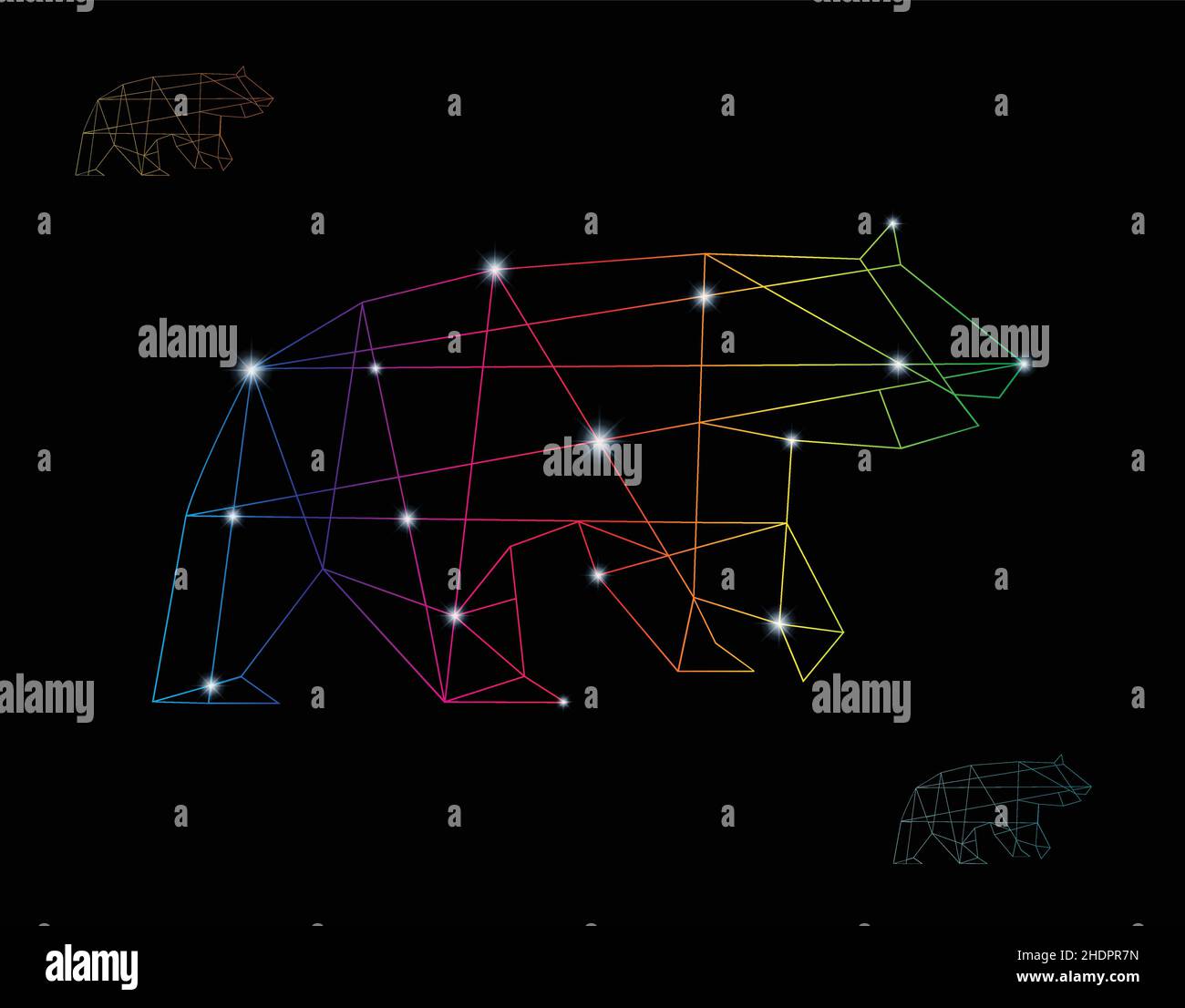 Vettore di un orso poligonale su nero backgroundใ facile illustrazione vettoriale stratificata modificabile. Illustrazione Vettoriale