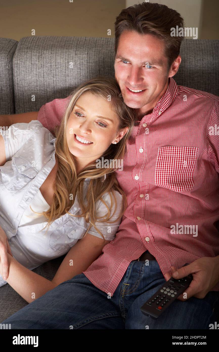 coppia, guardando la tv, coppie, televisione, tv Foto Stock