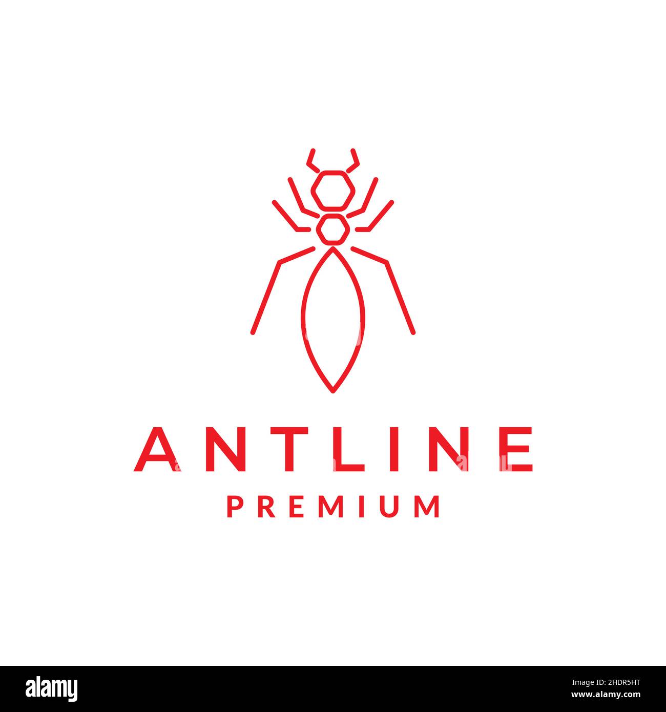 linea isolata rosso ant logo design vettore grafico simbolo icona illustrazione idea creativa Illustrazione Vettoriale