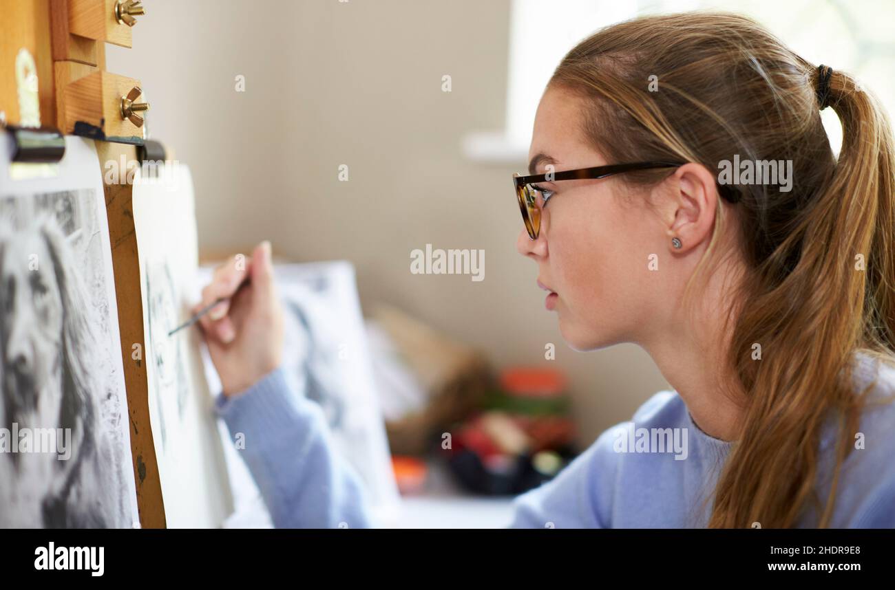 ragazza, disegno, ragazze Foto Stock