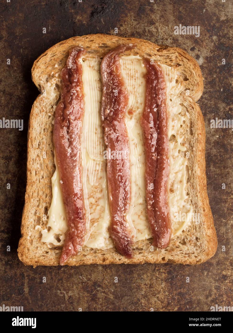 antipasto, toast, acciughe, antipasti, toast, acciughe Foto Stock