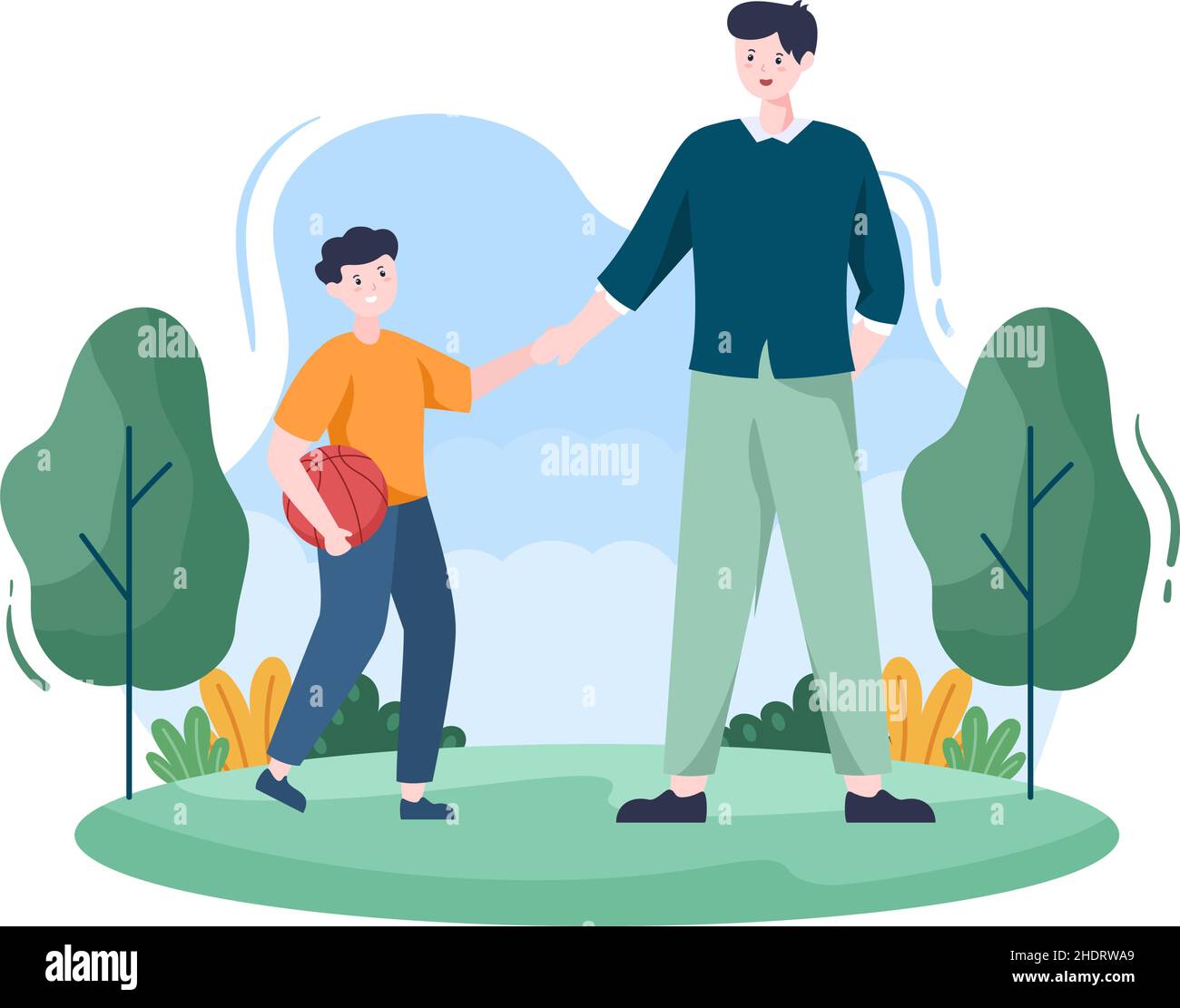 Parenting di Madre, Padre e Bambini abbracciarsi l'un l'altro nella famiglia amorevole. Carino Cartoon sfondo Vector Illustrazione per Banner o Psicologia Illustrazione Vettoriale