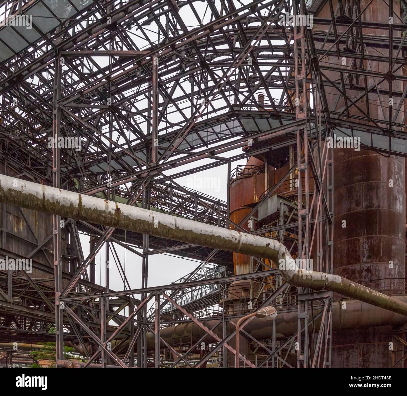 edilizia industriale, travi in acciaio, tubolari, edifici industriali, travi, tubulari Foto Stock