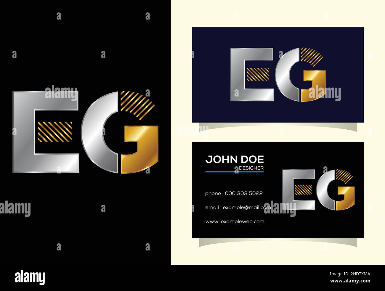 Lettera iniziale e G Logo Design Vector. Simbolo alfabetico grafico per l'identità aziendale Illustrazione Vettoriale