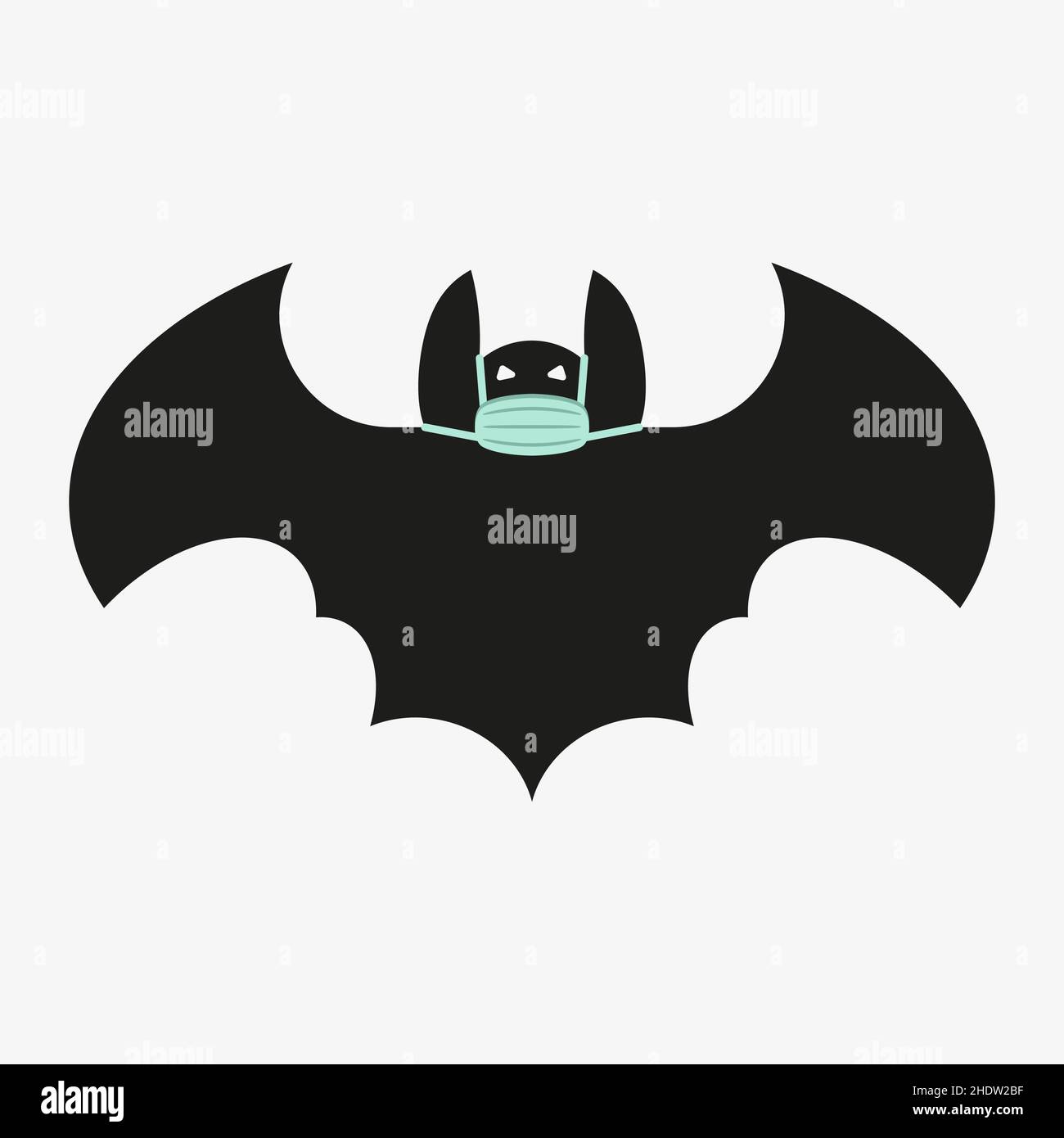 Illustrazione vettoriale di un bat nero con maschera Illustrazione Vettoriale