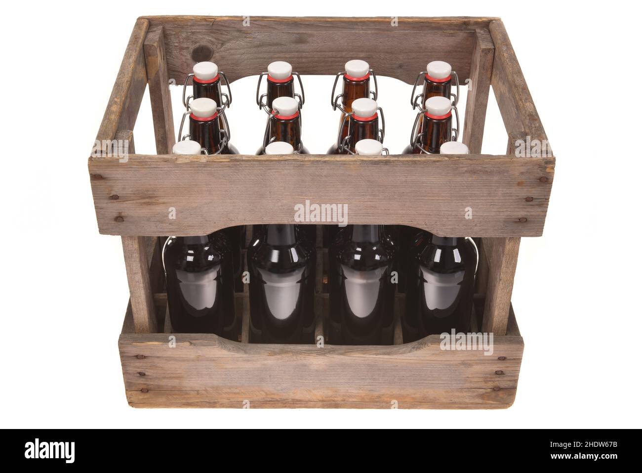 bottiglie di birra, scatola di birra, bottiglia di birra Foto Stock