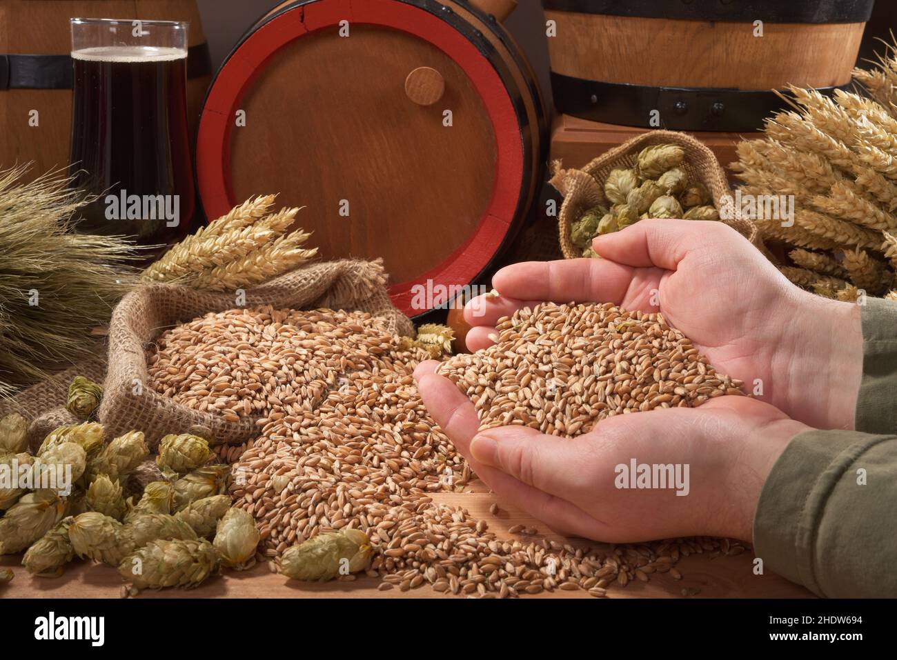 grano, grano, luppolo, grani, grani, grani, luppolo Foto Stock