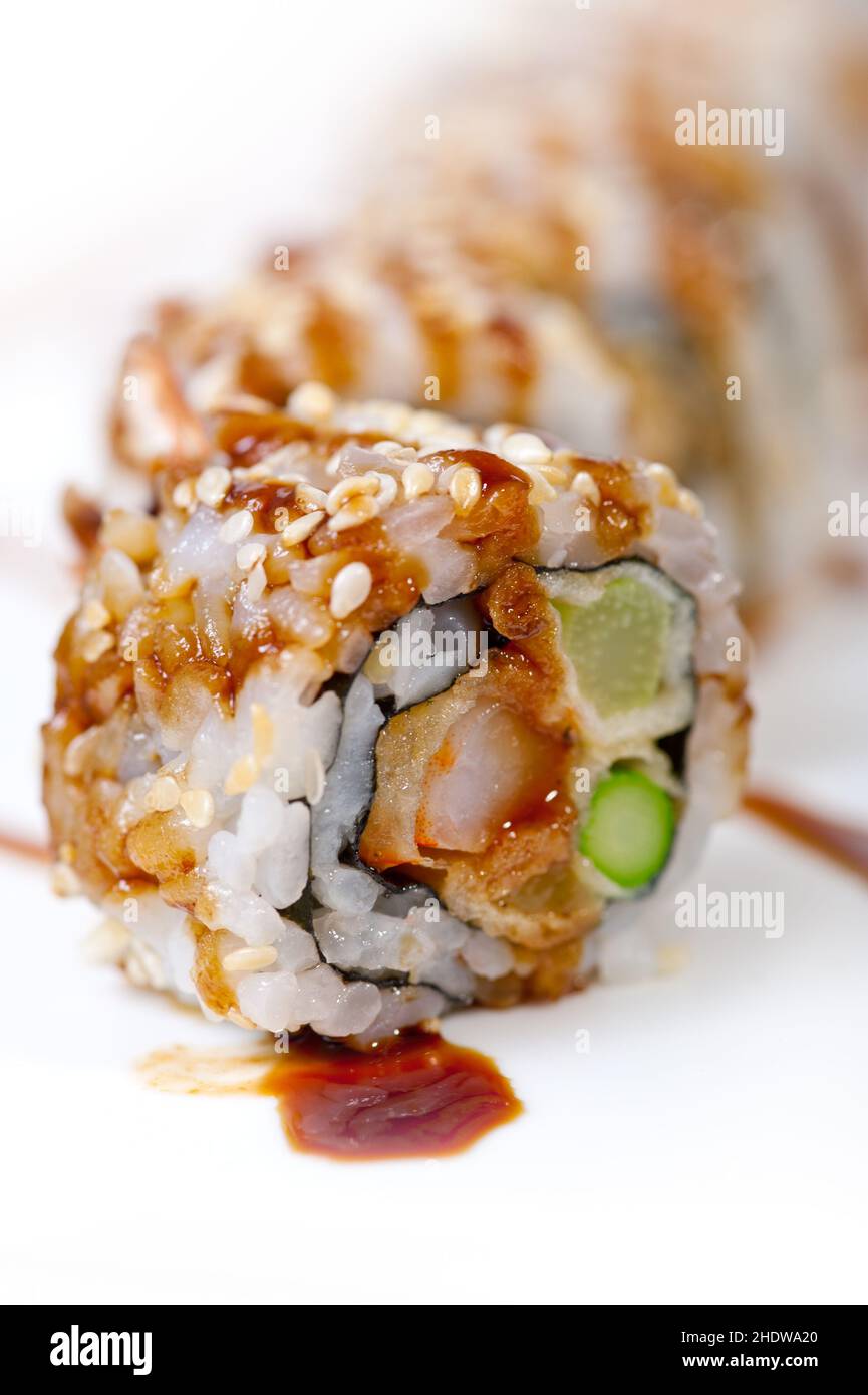 sushi, dentro fuori rotoli, sushi Foto Stock