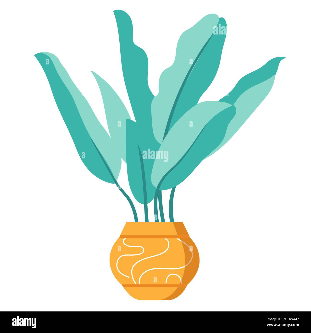 Collezione di piante in vaso. Piante domestiche. Illustrazione vettoriale disegnata a mano. Set di impianto interno vettoriale isolato su bianco. Illustrazione Vettoriale