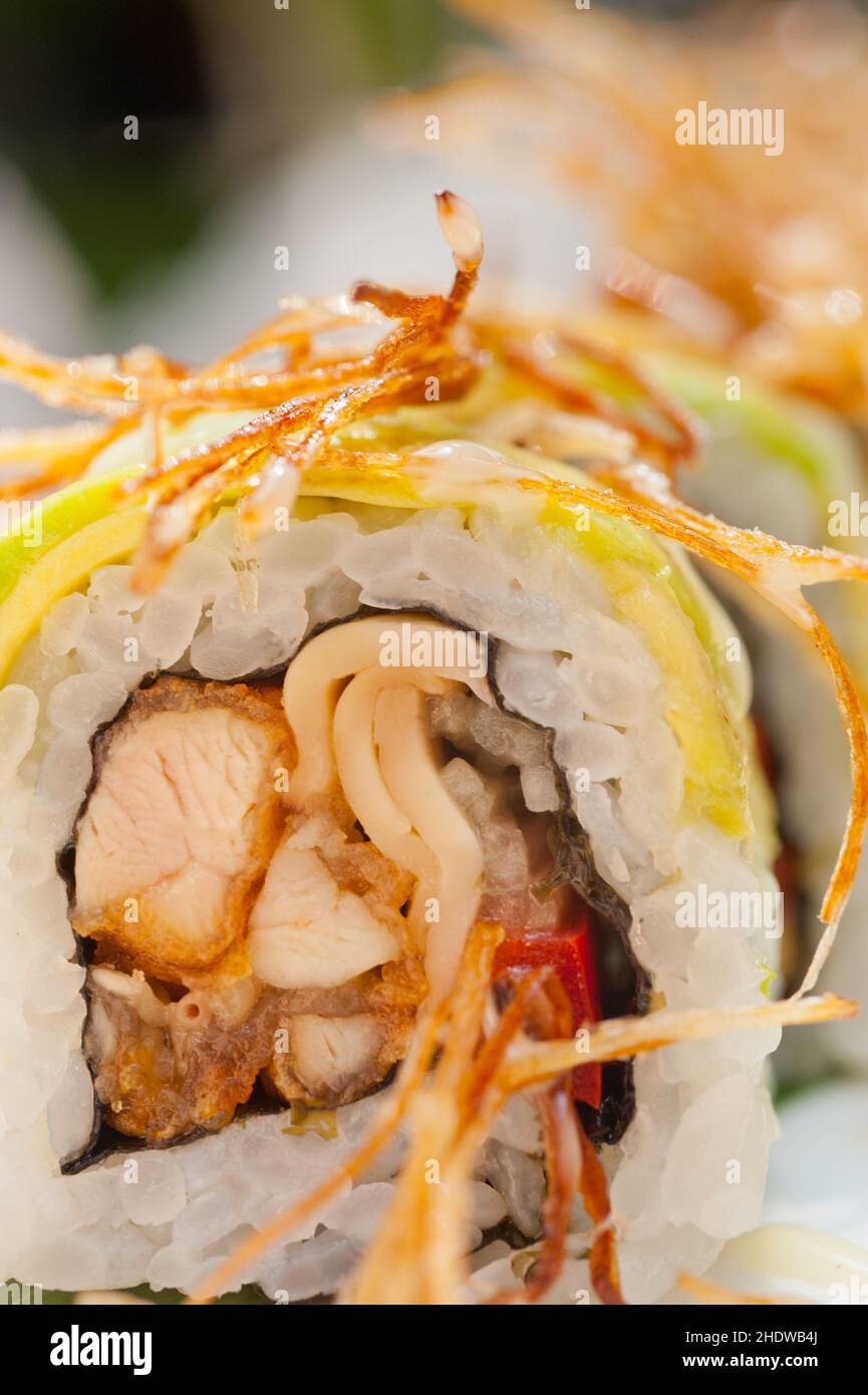 sushi, dentro fuori rotoli, sushi Foto Stock
