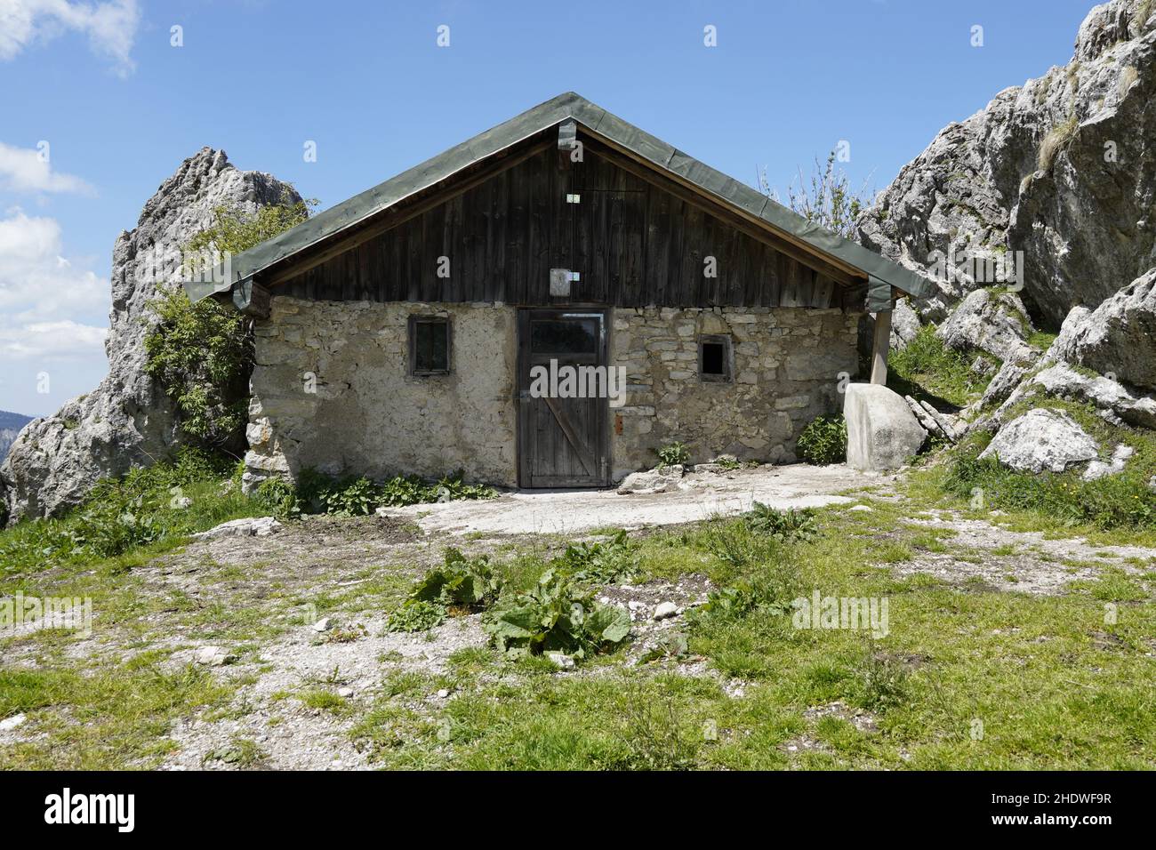 Mountain Cabin in cima alla montagna nelle alpi bavaresi Foto Stock