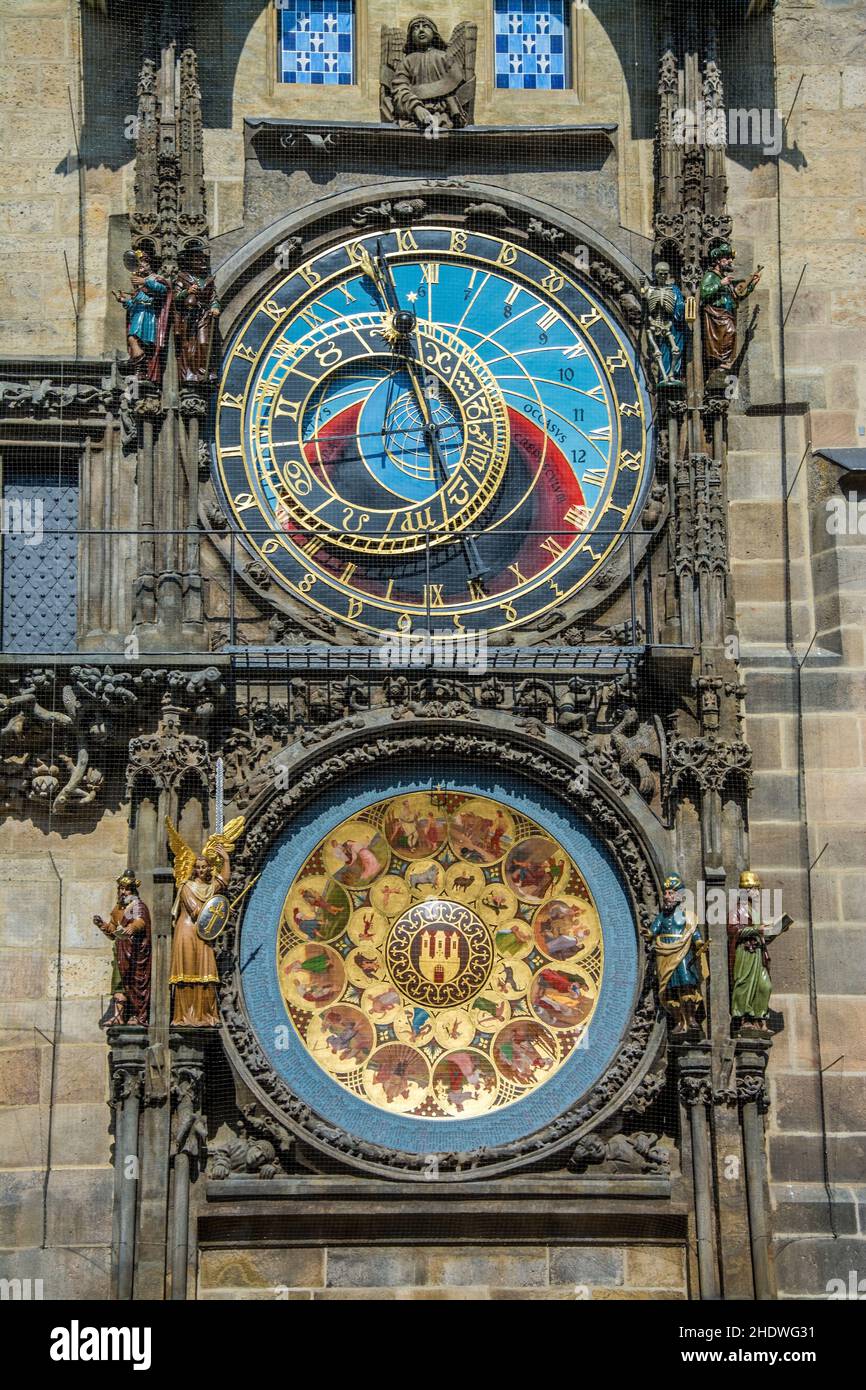 praga, orologio municipio, praga, orologi municipio Foto Stock
