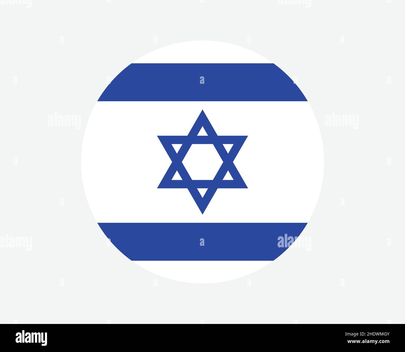 Bandiera di Israele Round Country. Bandiera nazionale del cerchio israeliano. Stato di Israele pulsante forma circolare Banner. Illustrazione del vettore EPS. Illustrazione Vettoriale