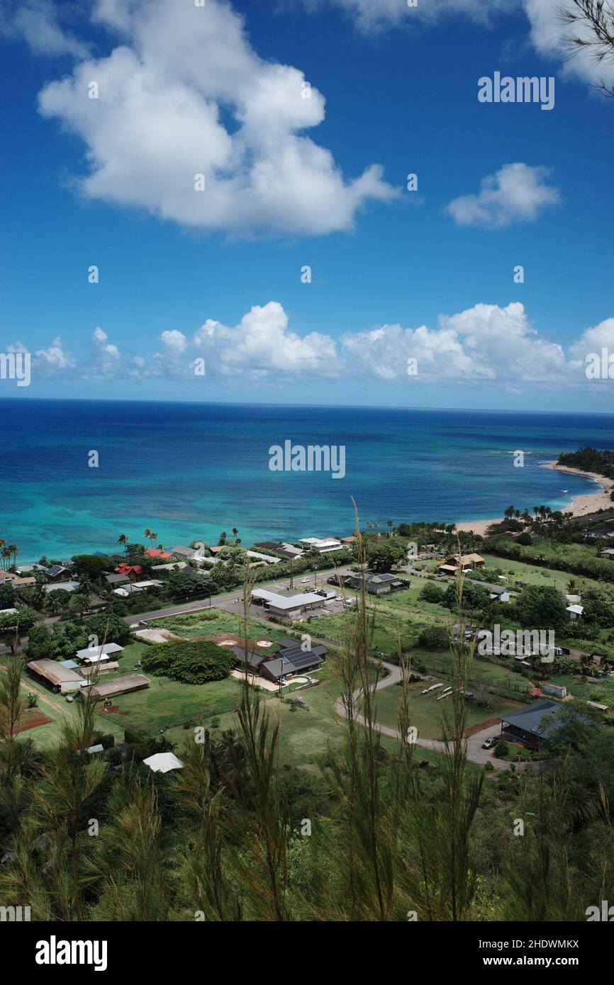 Una splendida vista sul mare dalla costa settentrionale del Pillbox, Oahu, Hawaii Foto Stock